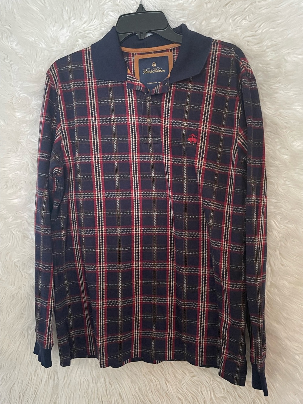 Brooks Brothers Men’s VINTAGE Long Sleeve Plaid Polo Shirt. Size Medium